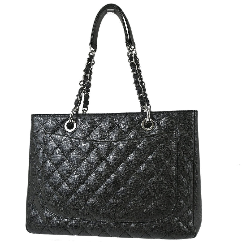 Chanel 2014 Black Caviar Skin Grand Shopping Tote GST Chain Handbag