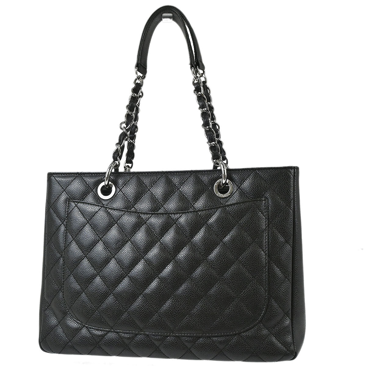 Chanel 2014 Black Caviar Skin Grand Shopping Tote GST Chain Handbag