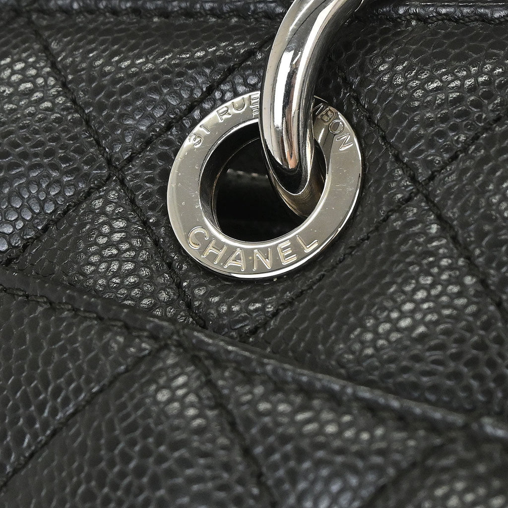 Chanel 2014 Black Caviar Skin Grand Shopping Tote GST Chain Handbag