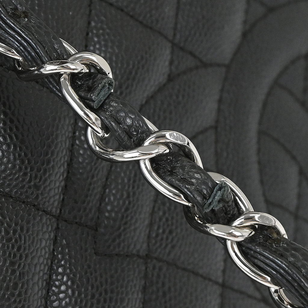 Chanel 2014 Black Caviar Skin Grand Shopping Tote GST Chain Handbag