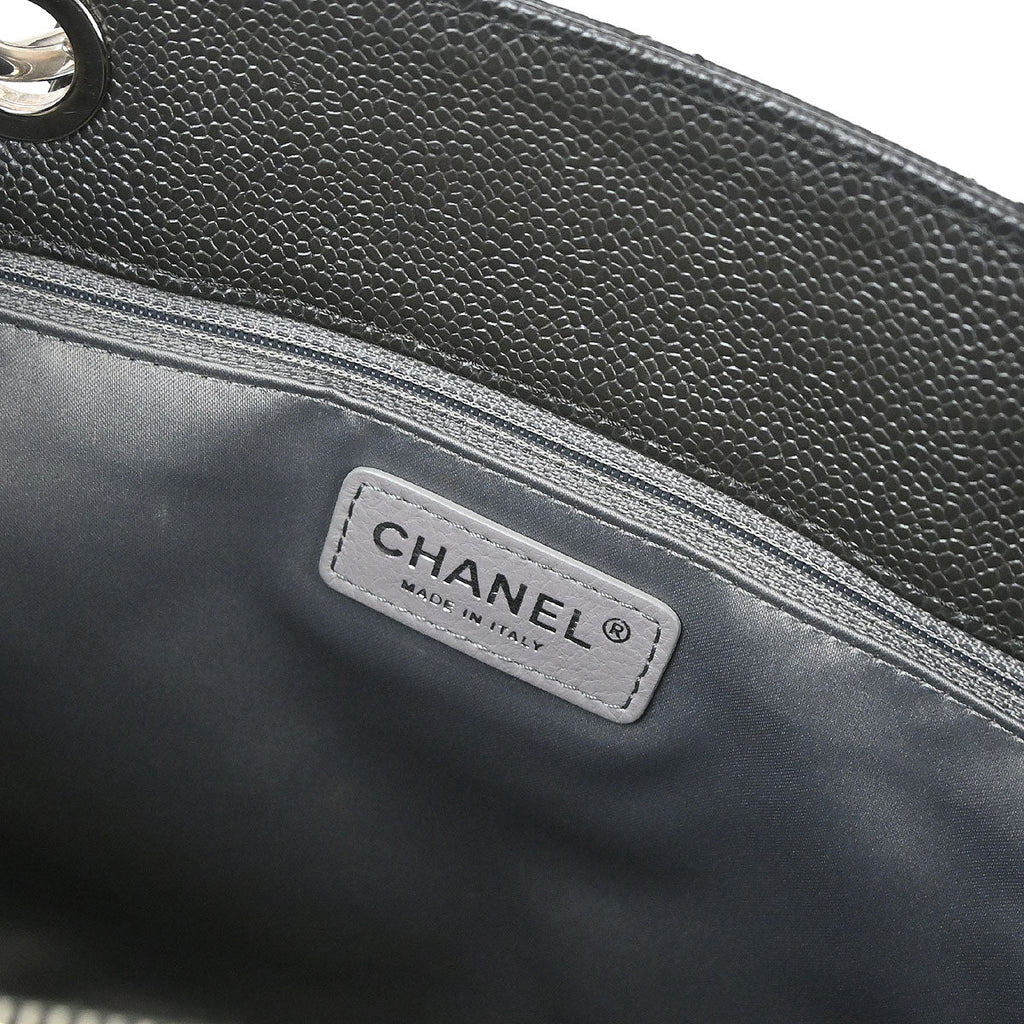 Chanel 2014 Black Caviar Skin Grand Shopping Tote GST Chain Handbag