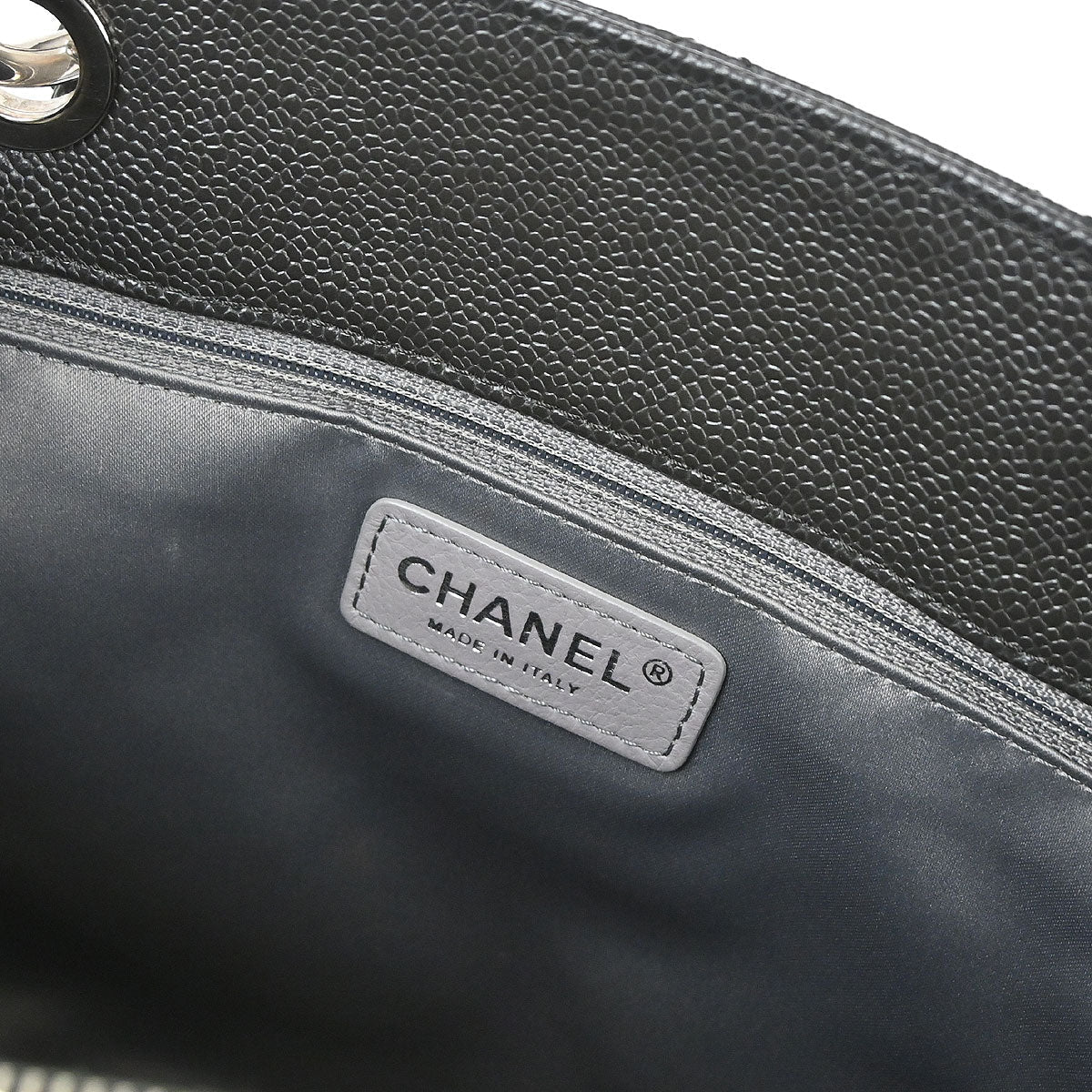 Chanel 2014 Black Caviar Skin Grand Shopping Tote GST Chain Handbag