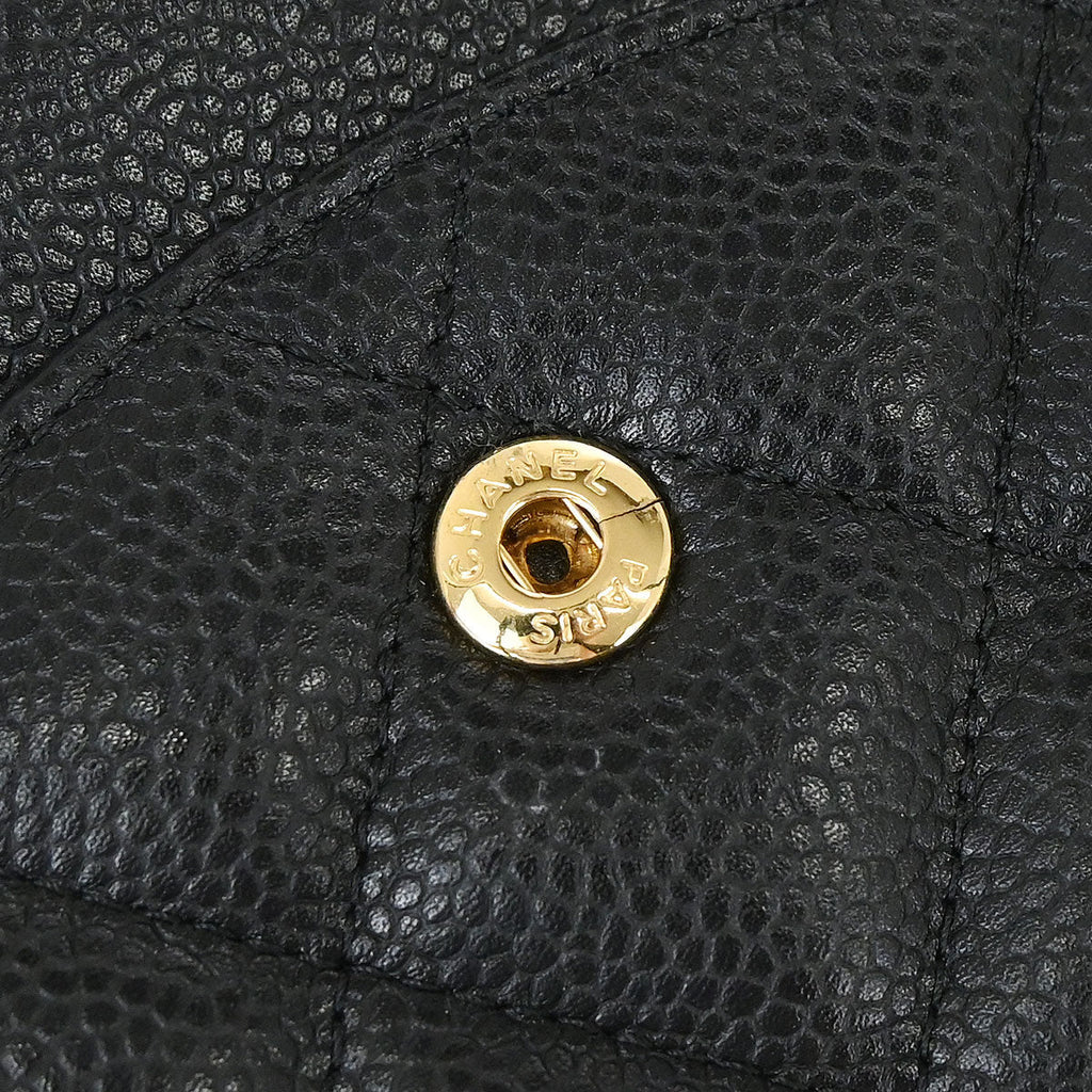 Chanel 2014 Black Caviar Skin Jumbo Classic Double Flap Shoulder Bag