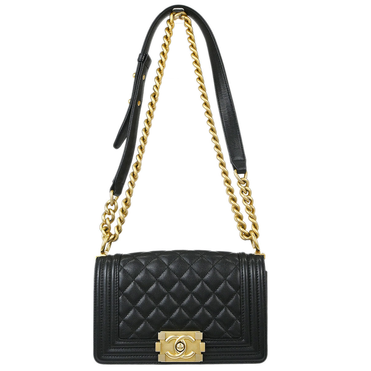 Boy Chanel 2019 Black Caviar Skin Small Chain Shoulder Bag