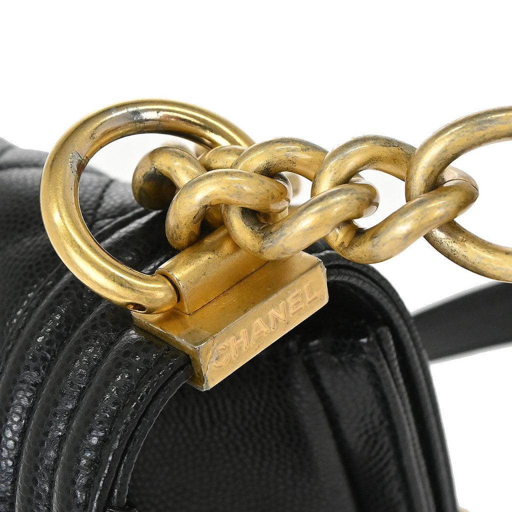 Boy Chanel 2019 Black Caviar Skin Small Chain Shoulder Bag