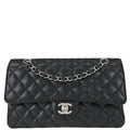 Chanel 2012-2013 Black Caviar Skin Medium Classic Double Flap Shoulder Bag