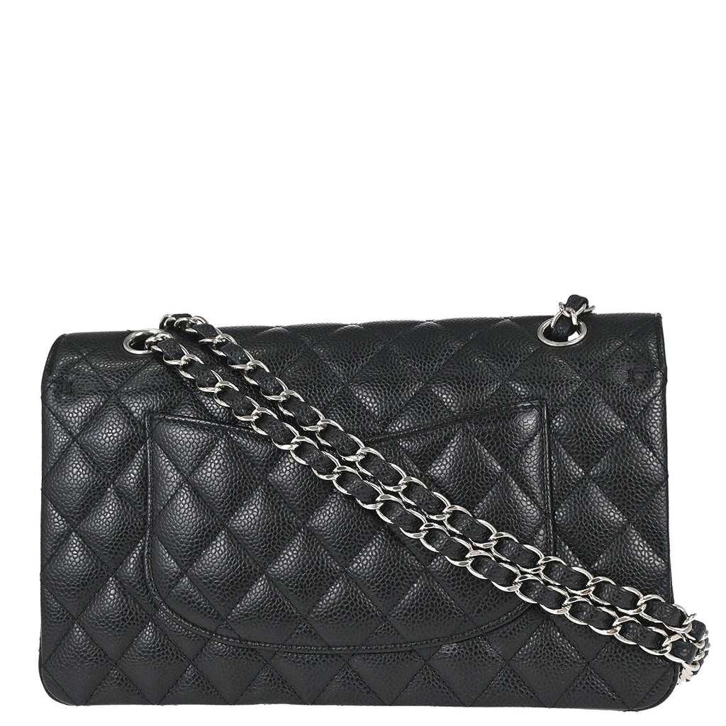 Chanel 2012-2013 Black Caviar Skin Medium Classic Double Flap Shoulder Bag