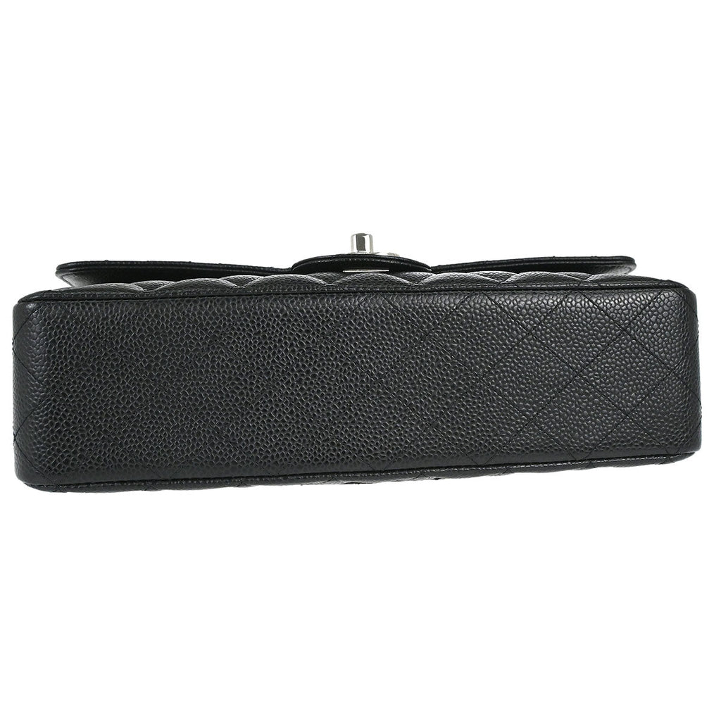 Chanel 2012-2013 Black Caviar Skin Medium Classic Double Flap Shoulder Bag