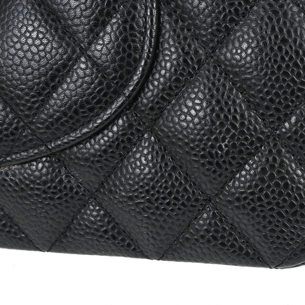 Chanel 2012-2013 Black Caviar Skin Medium Classic Double Flap Shoulder Bag