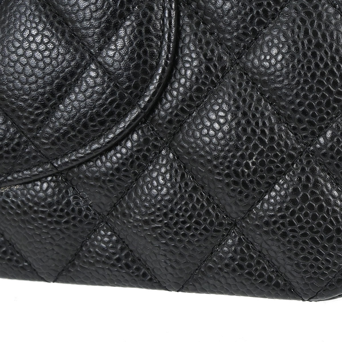 Chanel 2012-2013 Black Caviar Skin Medium Classic Double Flap Shoulder Bag