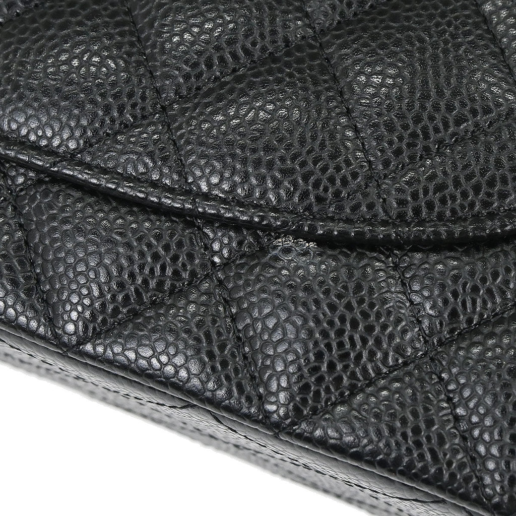 Chanel 2012-2013 Black Caviar Skin Medium Classic Double Flap Shoulder Bag