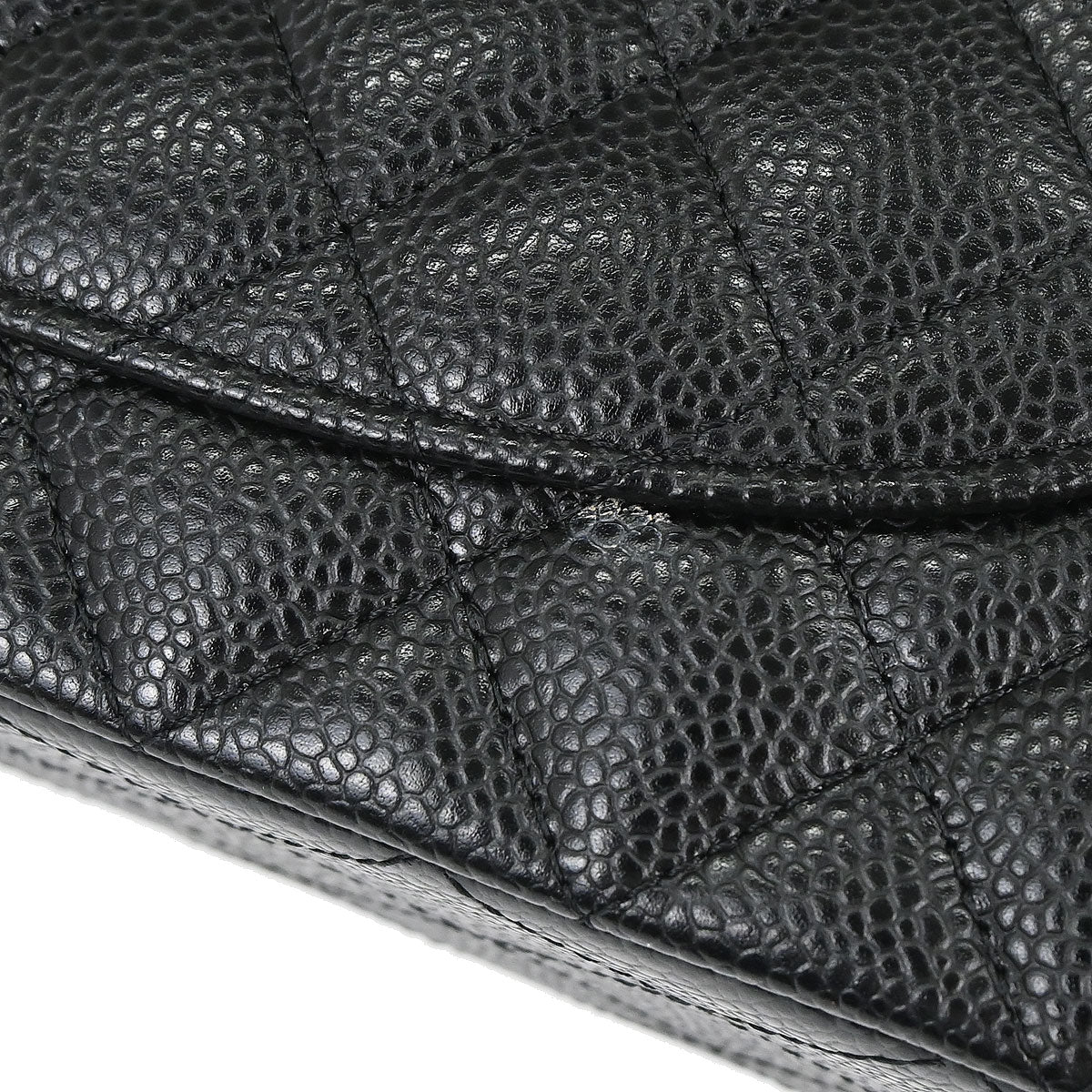 Chanel 2012-2013 Black Caviar Skin Medium Classic Double Flap Shoulder Bag