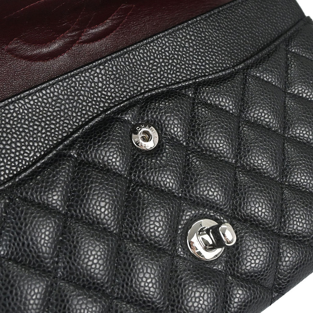 Chanel 2012-2013 Black Caviar Skin Medium Classic Double Flap Shoulder Bag