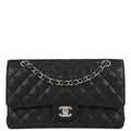Chanel 2014 Black Caviar Skin Medium Classic Double Flap Shoulder Bag