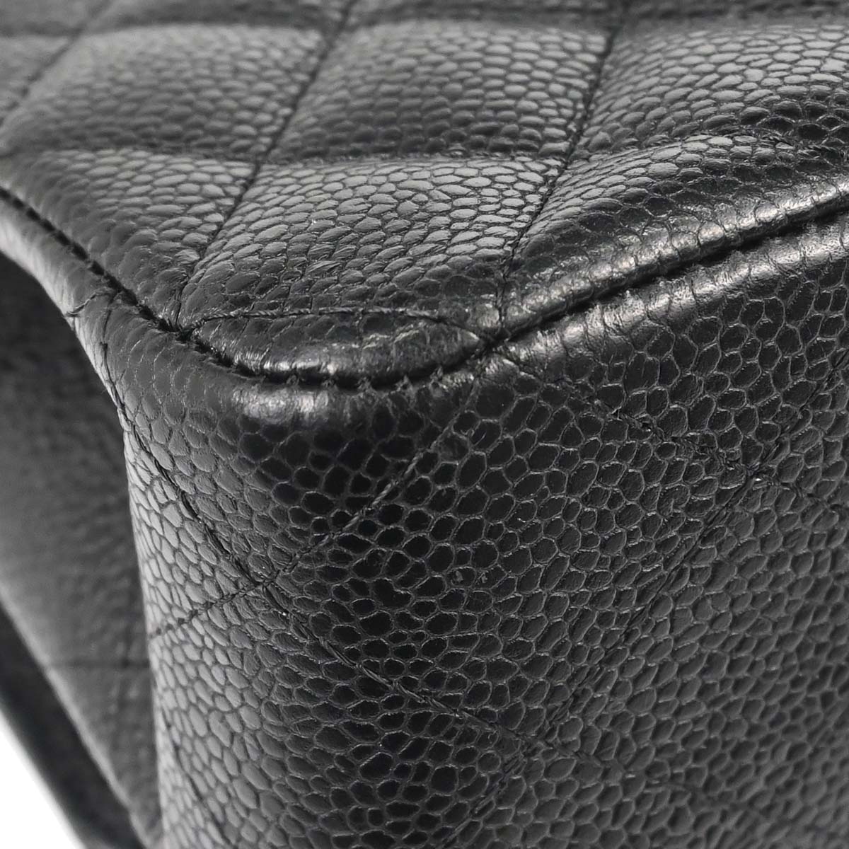 Chanel 2014 Black Caviar Skin Medium Classic Double Flap Shoulder Bag