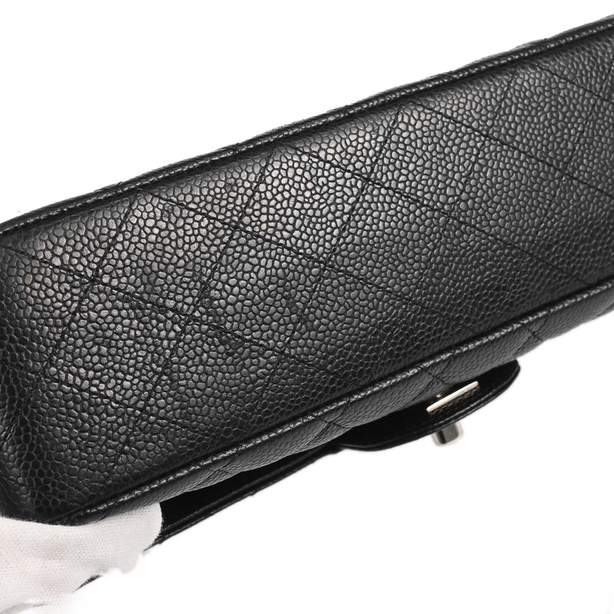 Chanel 2014 Black Caviar Skin Medium Classic Double Flap Shoulder Bag