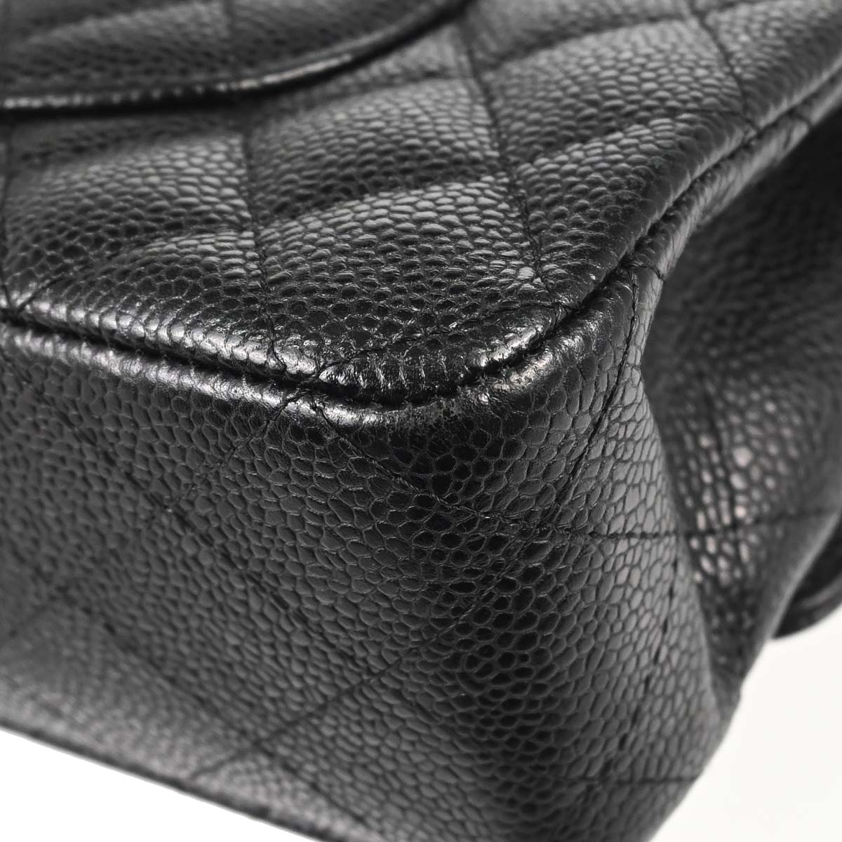 Chanel 2014 Black Caviar Skin Medium Classic Double Flap Shoulder Bag