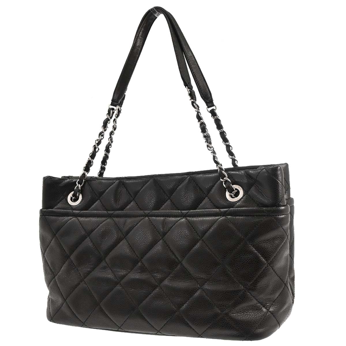Chanel 2012-2013 Black Caviar Skin Timeless CC Chain Tote Bag