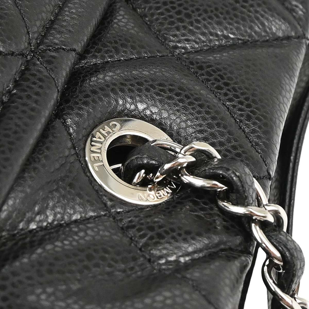 Chanel 2012-2013 Black Caviar Skin Timeless CC Chain Tote Bag