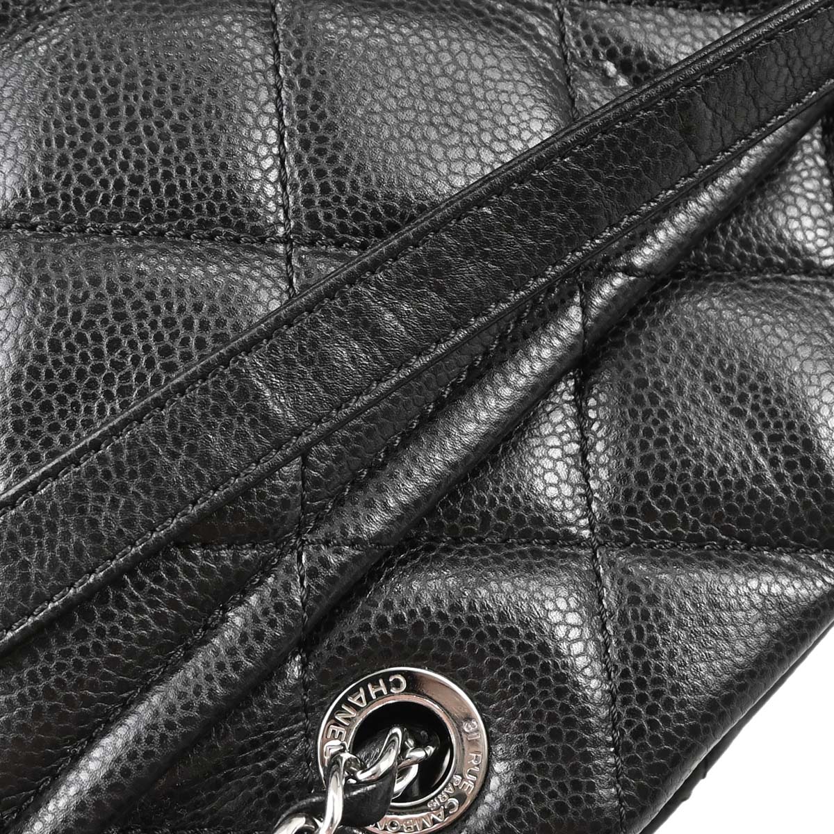 Chanel 2012-2013 Black Caviar Skin Timeless CC Chain Tote Bag