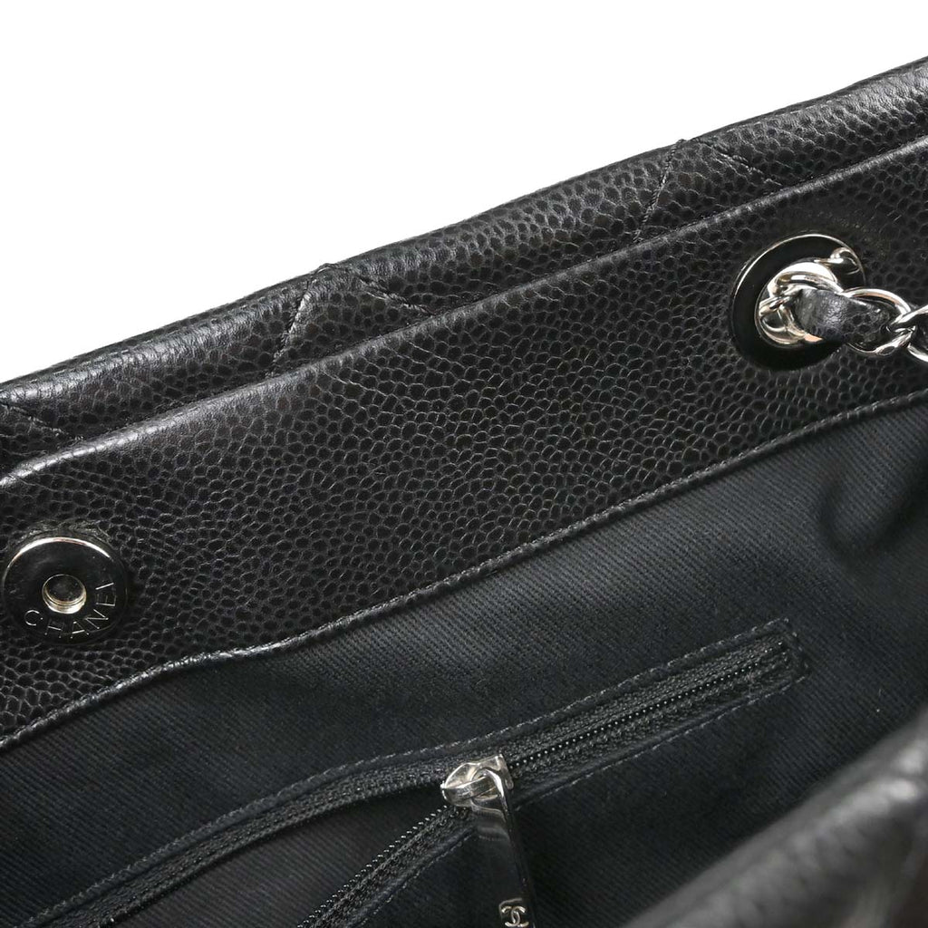 Chanel 2012-2013 Black Caviar Skin Timeless CC Chain Tote Bag
