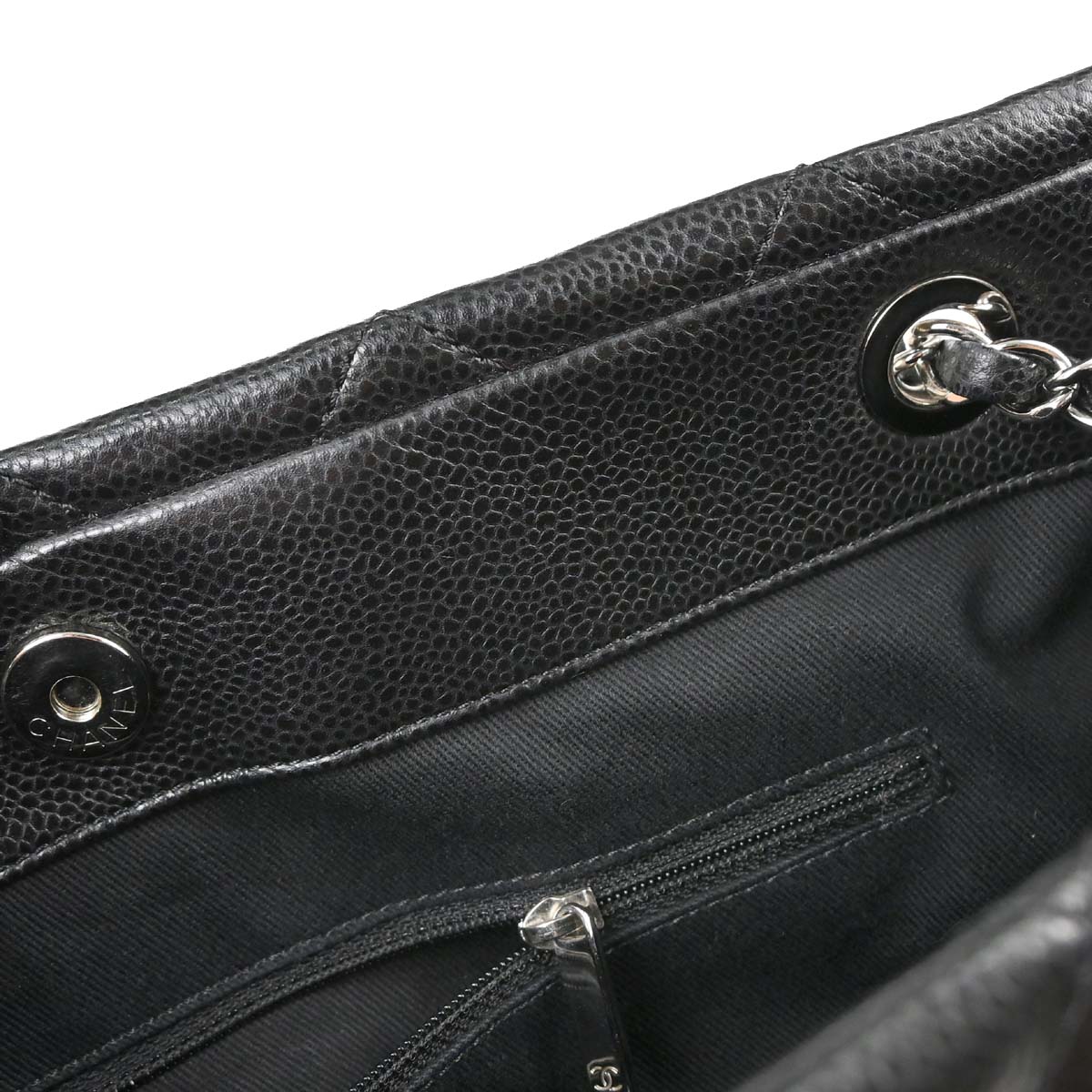Chanel 2012-2013 Black Caviar Skin Timeless CC Chain Tote Bag