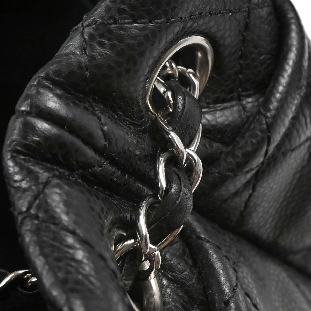Chanel 2012-2013 Black Caviar Skin Timeless CC Chain Tote Bag