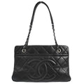 Chanel 2012-2013 Black Caviar Skin Timeless CC Chain Tote Bag
