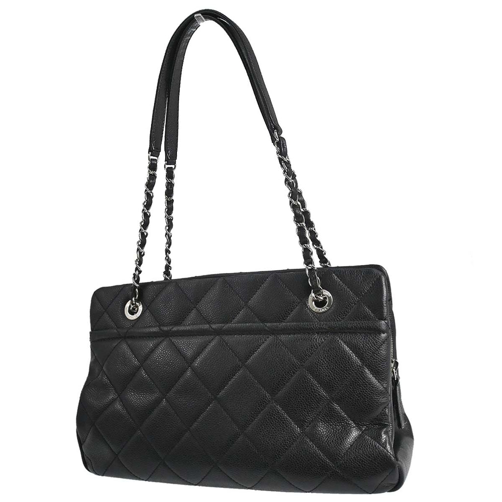 Chanel 2012-2013 Black Caviar Skin Timeless CC Chain Tote Bag