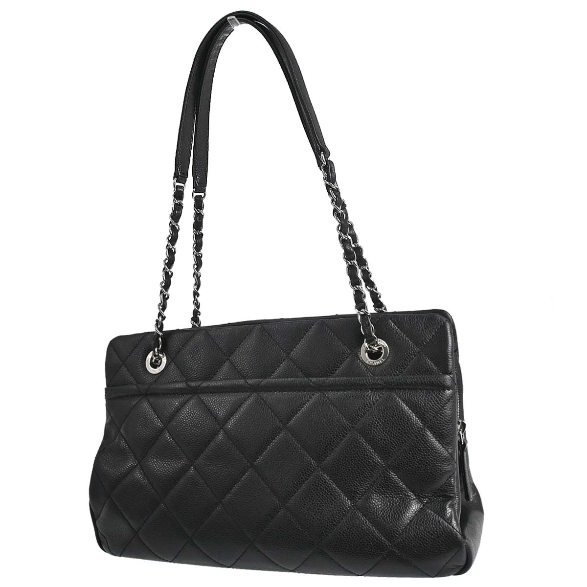 Chanel 2012-2013 Black Caviar Skin Timeless CC Chain Tote Bag