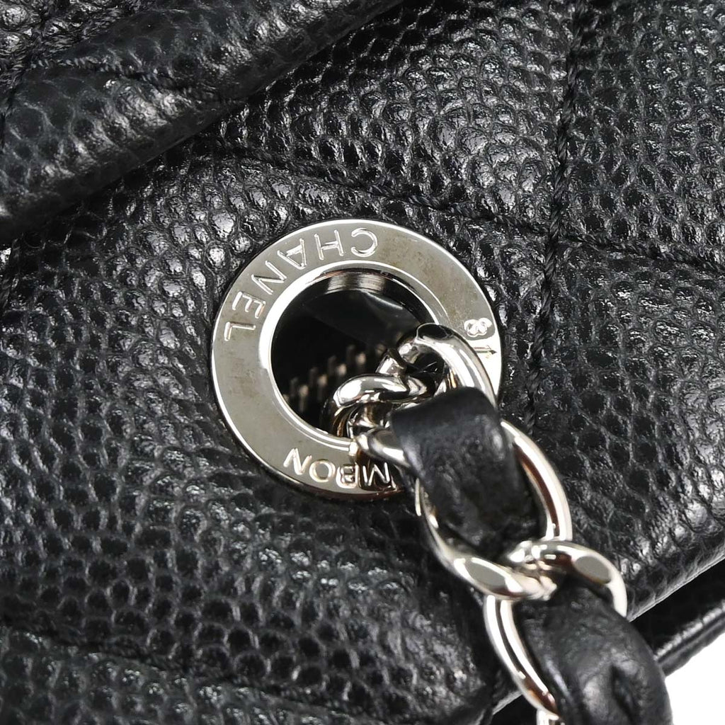 Chanel 2012-2013 Black Caviar Skin Timeless CC Chain Tote Bag