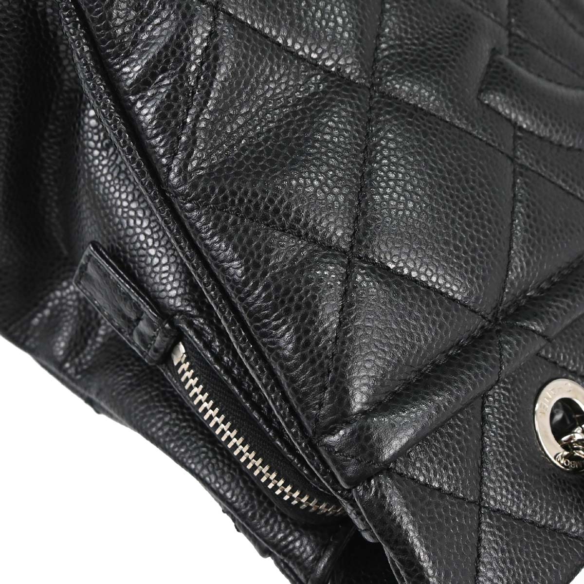 Chanel 2012-2013 Black Caviar Skin Timeless CC Chain Tote Bag