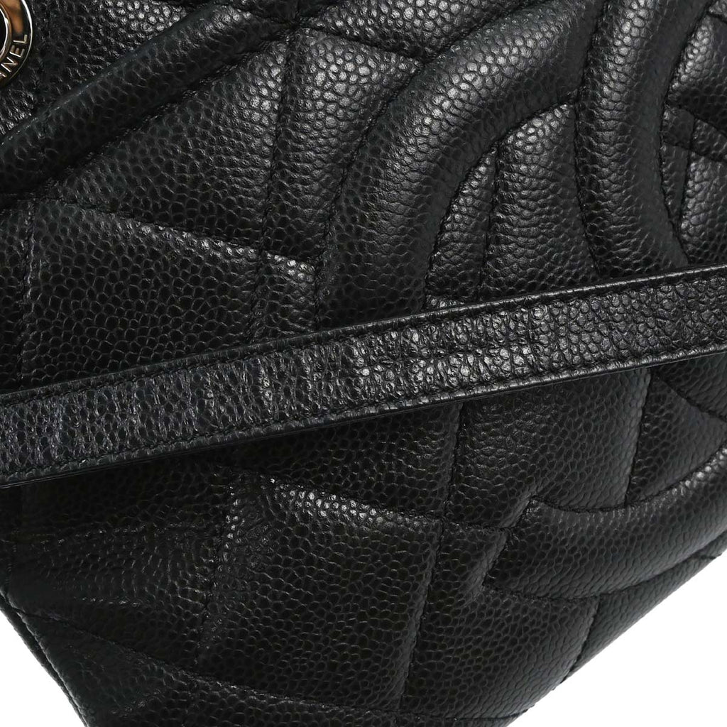 Chanel 2012-2013 Black Caviar Skin Timeless CC Chain Tote Bag