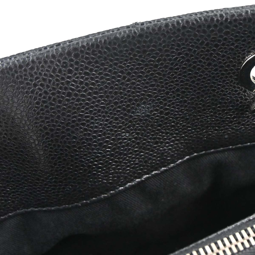 Chanel 2012-2013 Black Caviar Skin Timeless CC Chain Tote Bag
