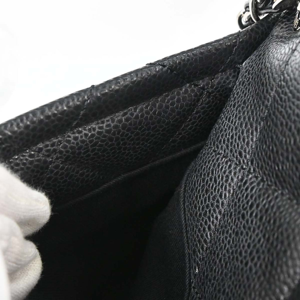 Chanel 2012-2013 Black Caviar Skin Timeless CC Chain Tote Bag