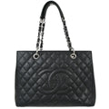 Chanel 2012-2013 Black Caviar Skin Grand Shopping Tote GST Chain Handbag