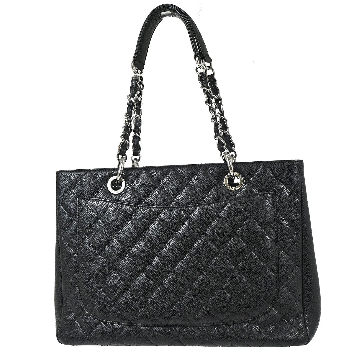 Chanel 2012-2013 Black Caviar Skin Grand Shopping Tote GST Chain Handbag