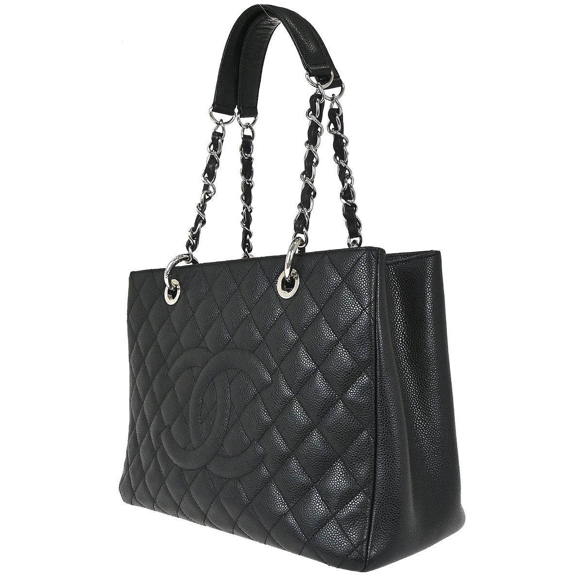 Chanel 2012-2013 Black Caviar Skin Grand Shopping Tote GST Chain Handbag
