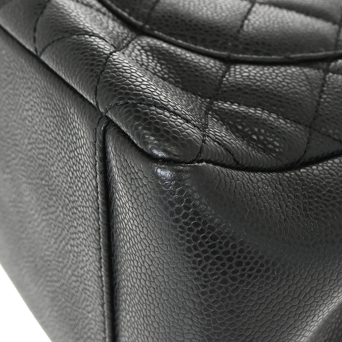 Chanel 2012-2013 Black Caviar Skin Grand Shopping Tote GST Chain Handbag
