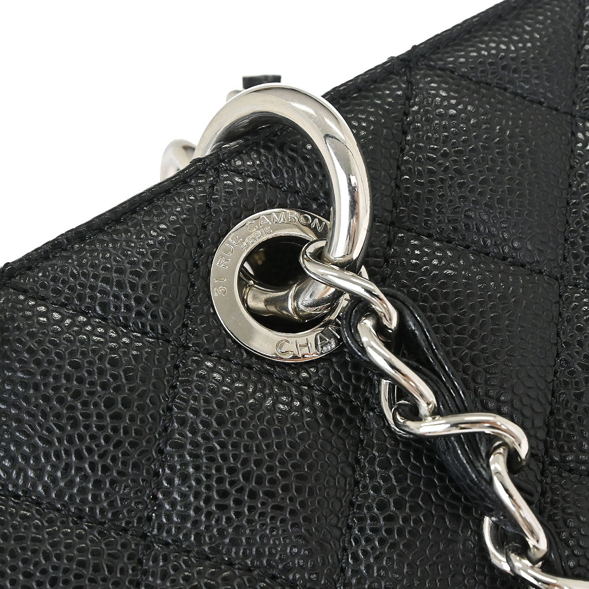 Chanel 2012-2013 Black Caviar Skin Grand Shopping Tote GST Chain Handbag
