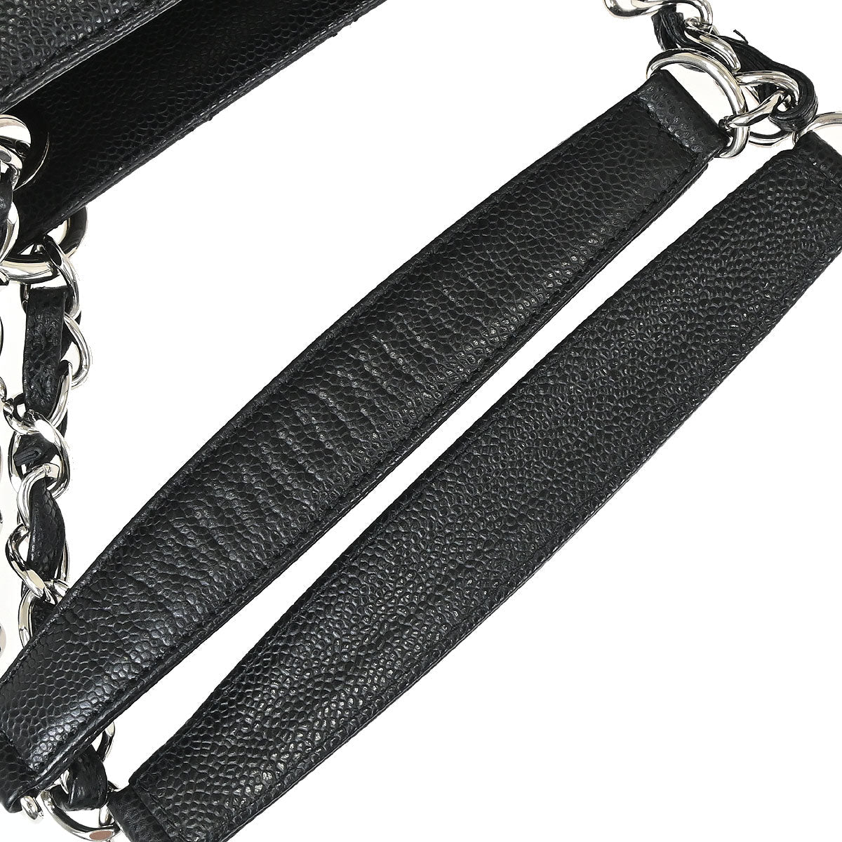 Chanel 2012-2013 Black Caviar Skin Grand Shopping Tote GST Chain Handbag