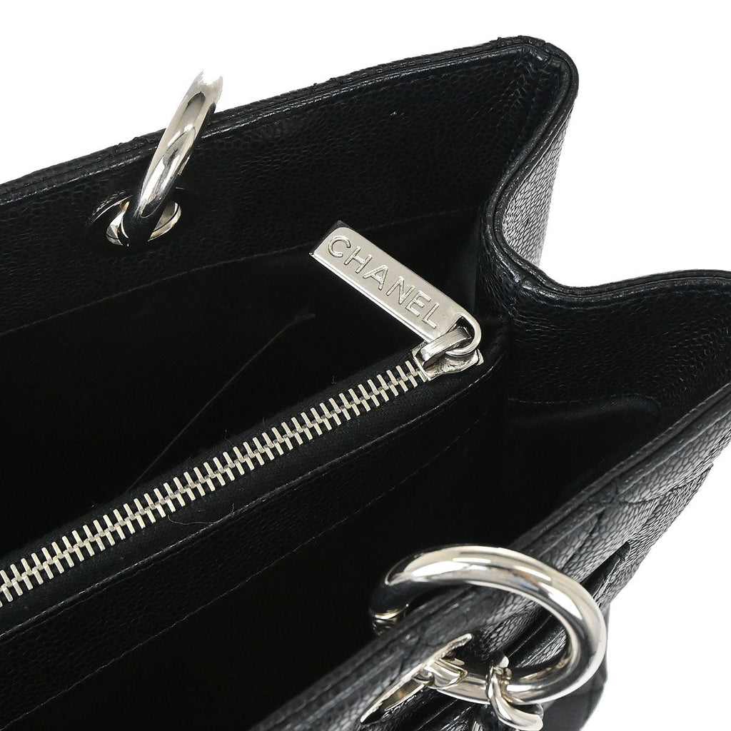 Chanel 2012-2013 Black Caviar Skin Grand Shopping Tote GST Chain Handbag
