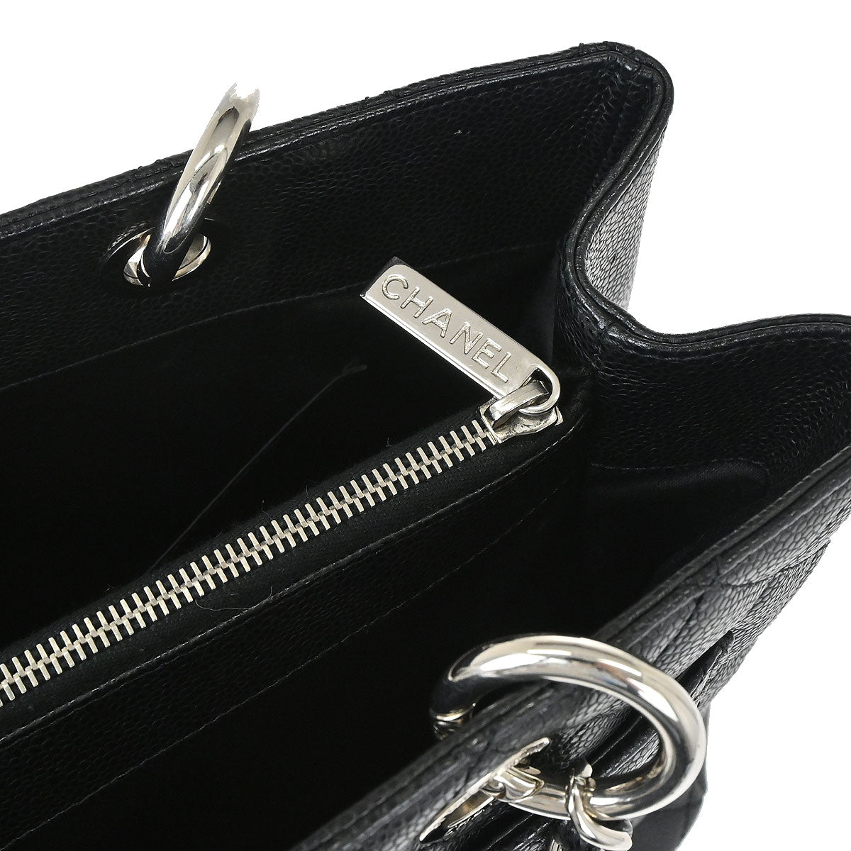 Chanel 2012-2013 Black Caviar Skin Grand Shopping Tote GST Chain Handbag