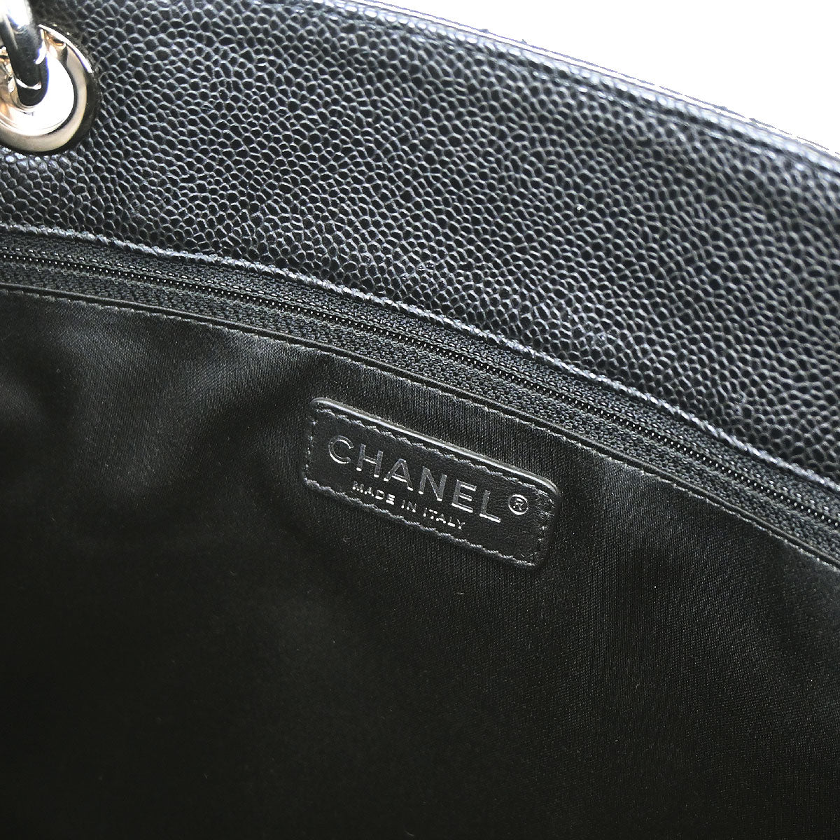 Chanel 2012-2013 Black Caviar Skin Grand Shopping Tote GST Chain Handbag