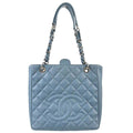 Chanel 2010-2011 Blue Caviar Skin Petite Shopping Tote PST Chain Handbag