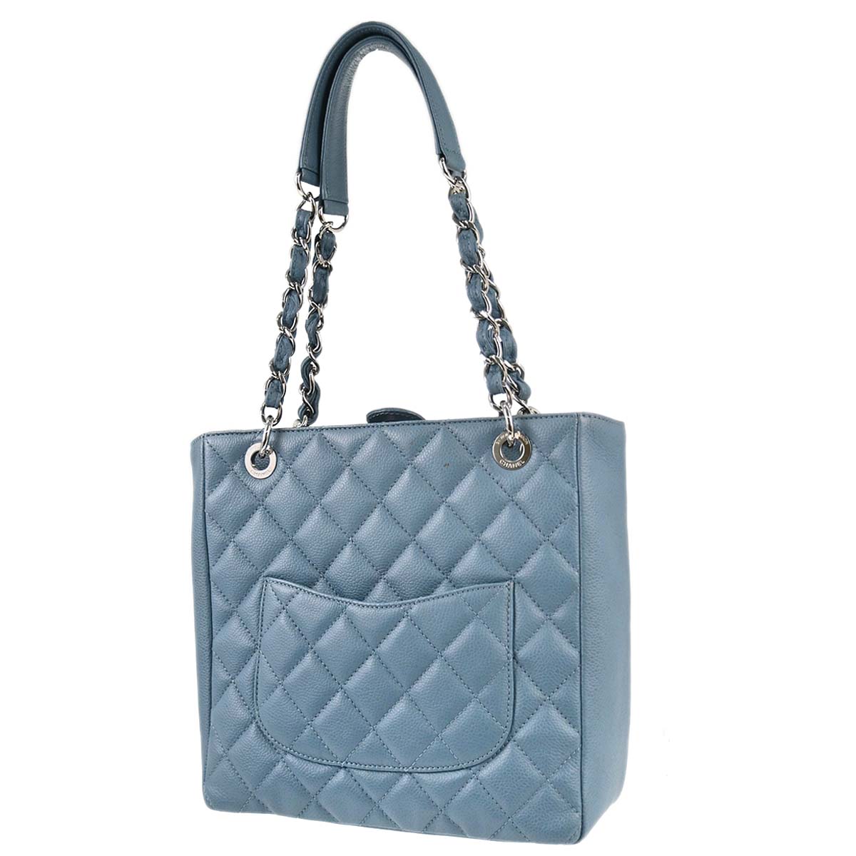 Chanel 2010-2011 Blue Caviar Skin Petite Shopping Tote PST Chain Handbag