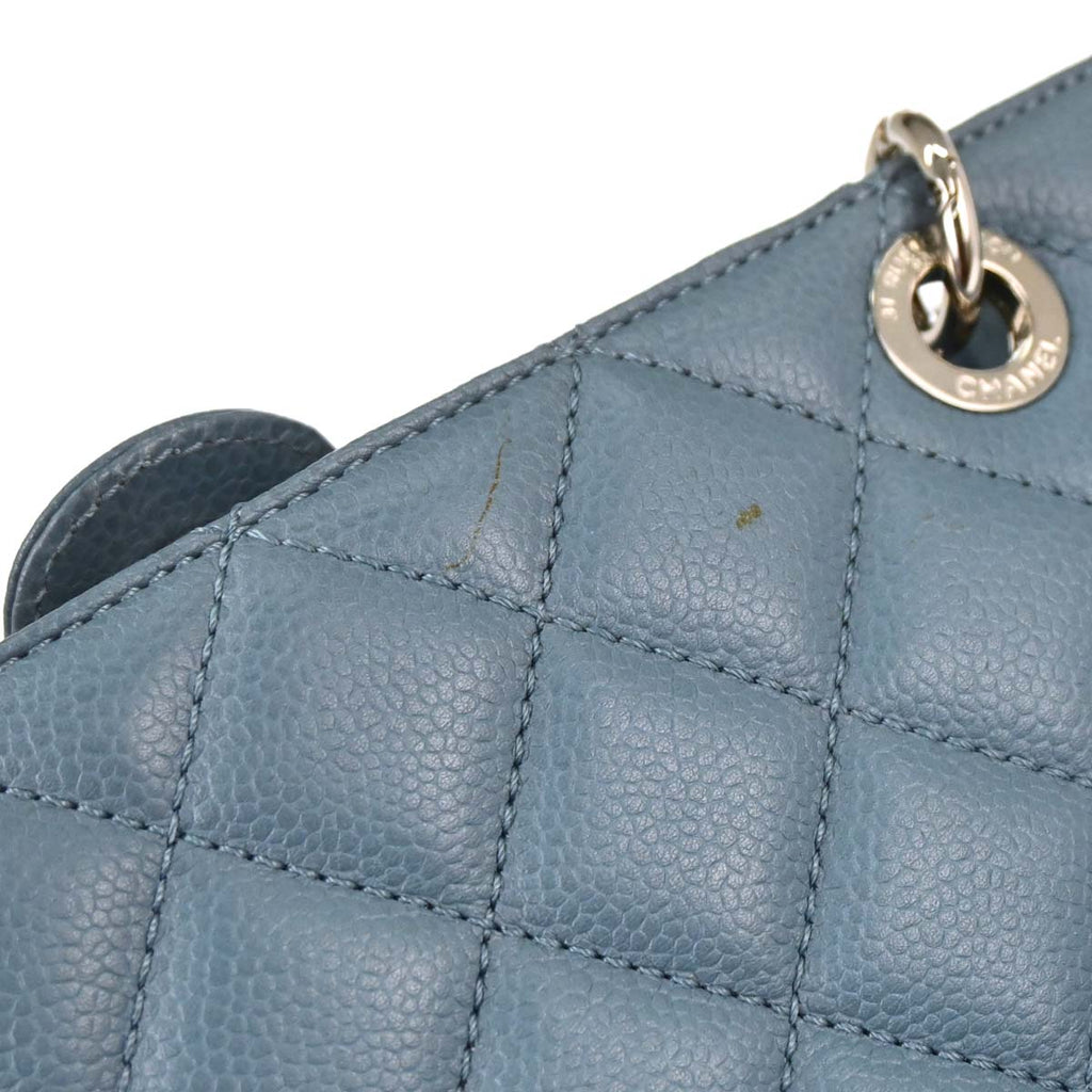 Chanel 2010-2011 Blue Caviar Skin Petite Shopping Tote PST Chain Handbag
