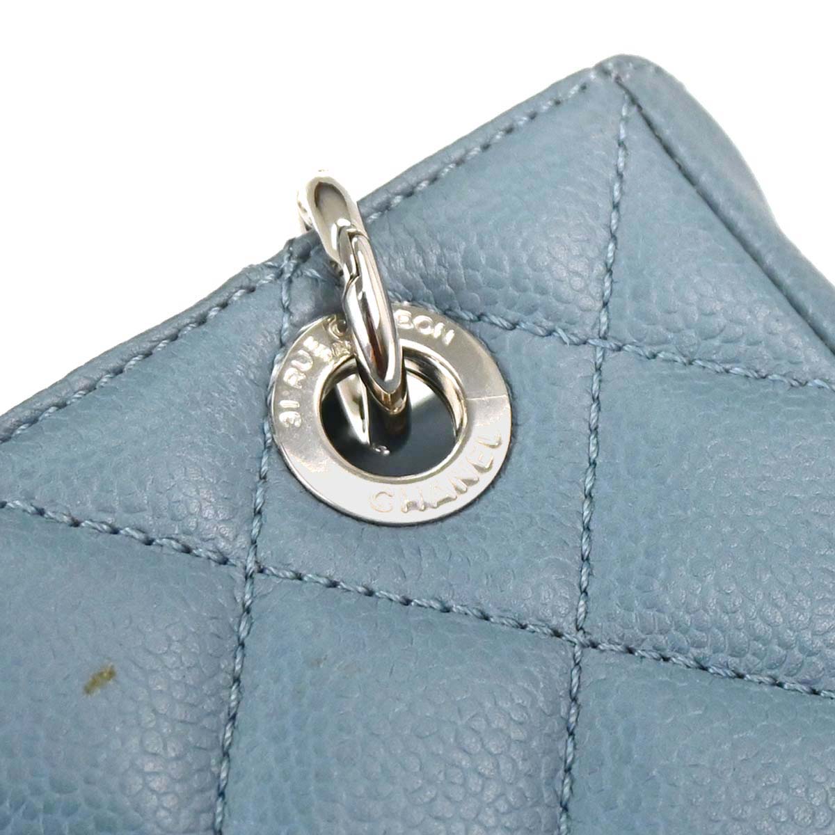 Chanel 2010-2011 Blue Caviar Skin Petite Shopping Tote PST Chain Handbag