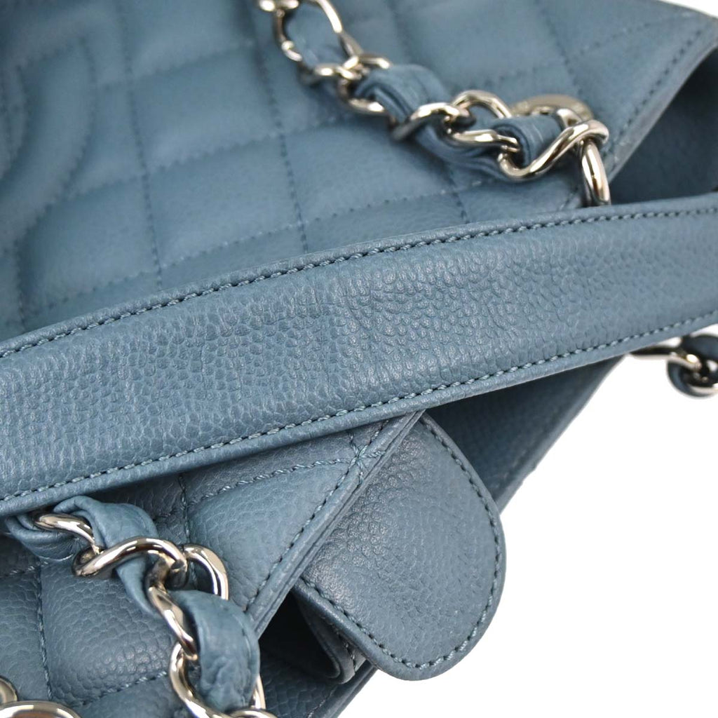 Chanel 2010-2011 Blue Caviar Skin Petite Shopping Tote PST Chain Handbag