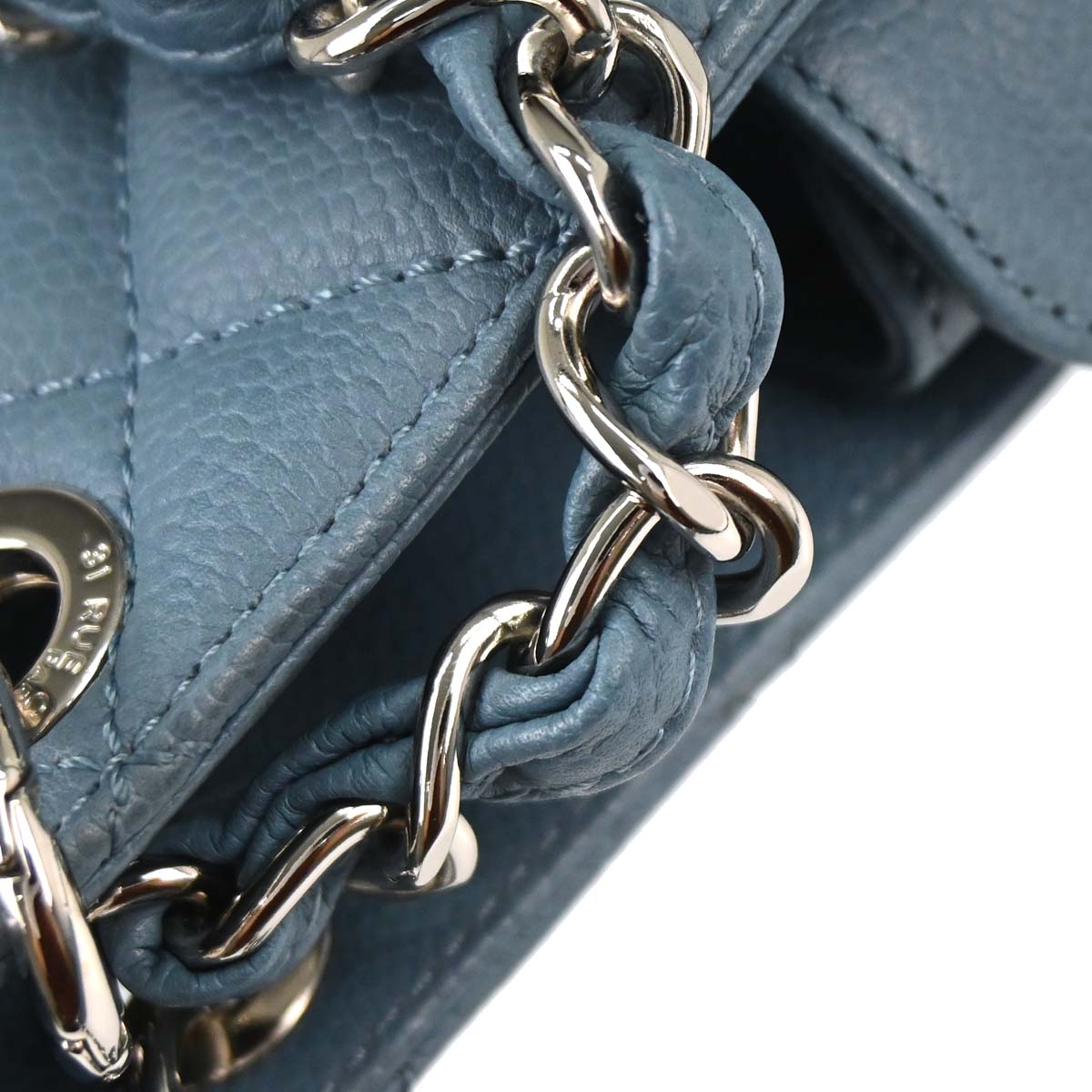 Chanel 2010-2011 Blue Caviar Skin Petite Shopping Tote PST Chain Handbag